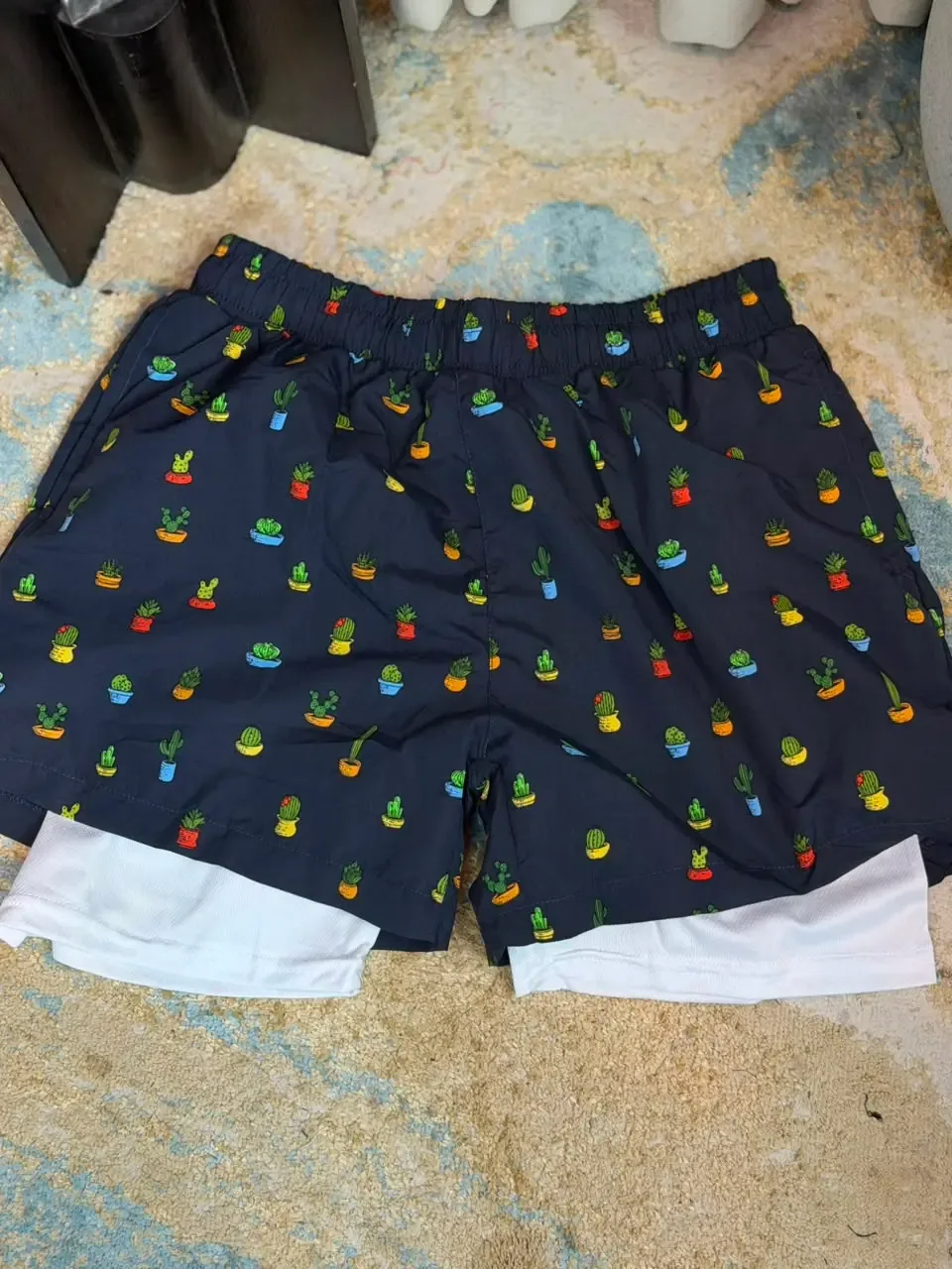 Navy Cactus Shorts